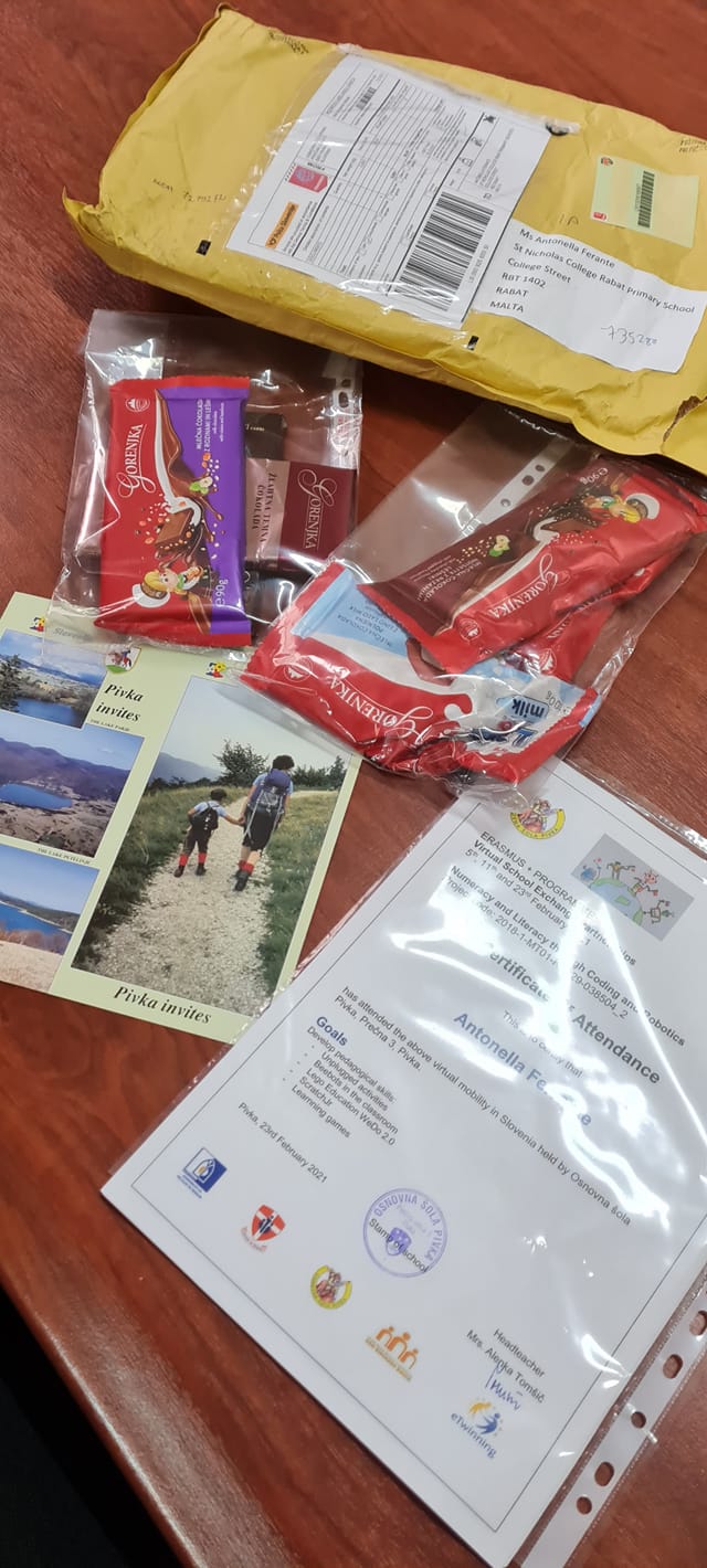 Certificates of Participation and goodies from Slovenia